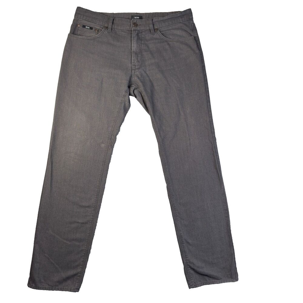 Hugo Boss Jeans Mens 36x34 Gray Vintage Wash Casual Everyday Straight Pants
